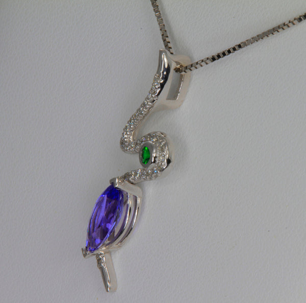 Marquise Tanzanite with Tsavorite and Diamonds