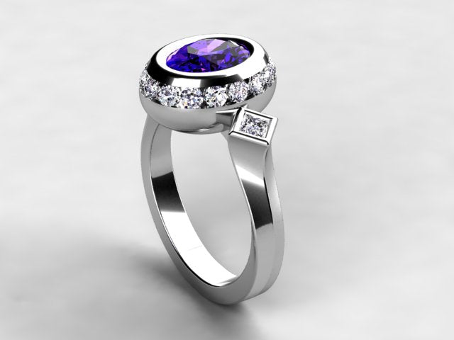 Christopher Michael Designed Ring with Oval Tanzanite