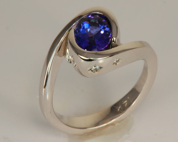 Christopher Michael Designed Ring With 8x6 MM Oval Tanzanite