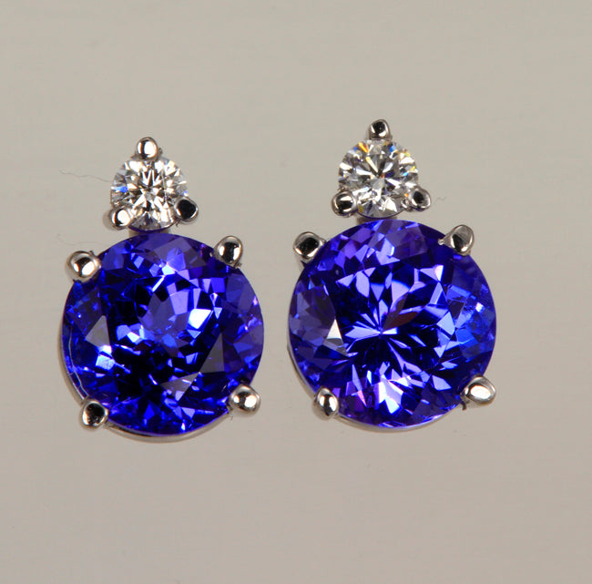 Tanzanite and Diamond Earrings  2.90 Carats