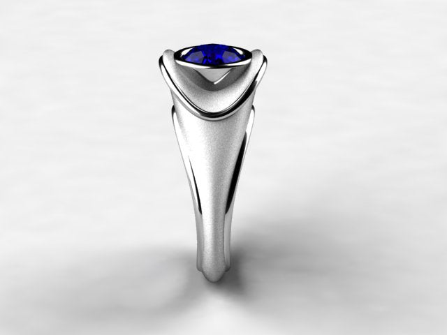 Custom Round 7mm Vivid Color Tanzanite Bezeled in Heavy Mounting