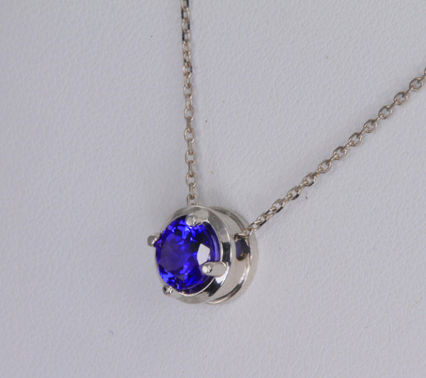 Solitaire Tanzanite Pendant in 14kt White Gold