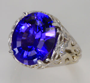 Art Nouveau Tanzanite and Diamond Ring by Christopher Michael