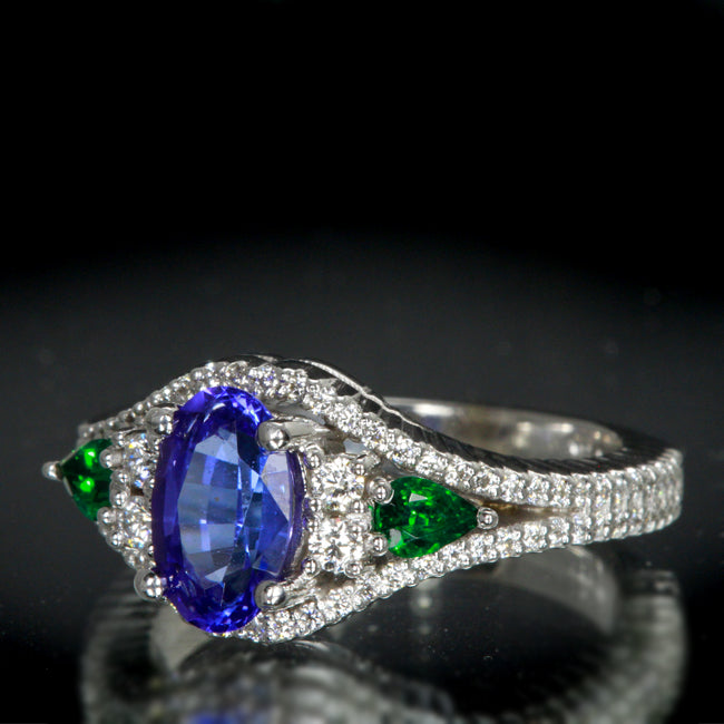 Tanzanite Diamond and Tsavorite Ring
