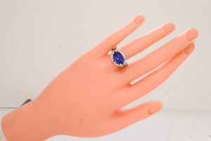 Shield Tanzanite 6.77 Carats Blue Violet Exceptional Color and Excellent Cut-14kt White Gold