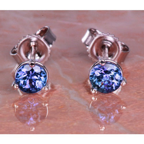Tanzanite Intense Color .68 Carat 14 kt. Studs