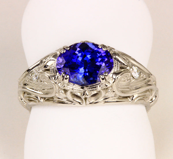 White Gold Tanzanite Ring by Christopher Michael 