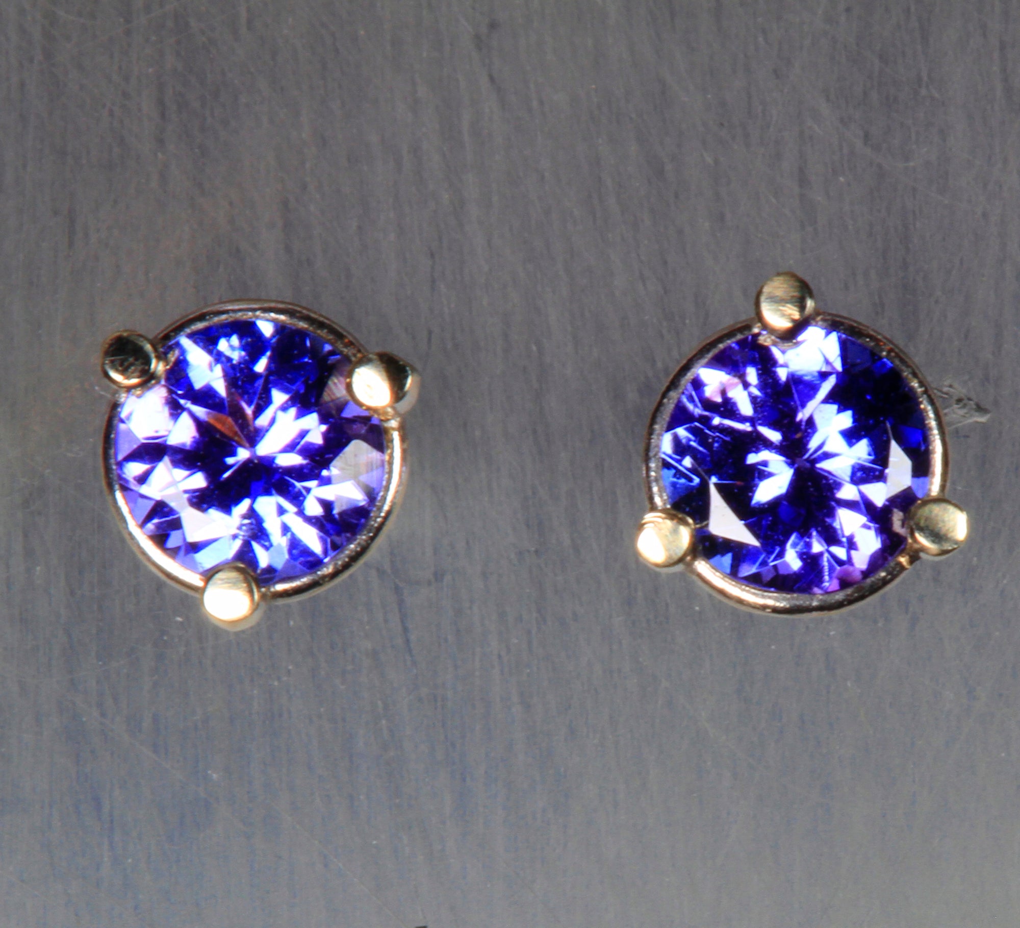 Tanzanite Earrings With Intense Color .58 Carats