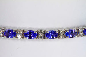 Tanzanite Tennis Bracelet in White Gold With Ideal Cut Diamonds