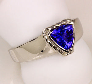 Christopher Michael Designed .94 Carat Trilliant Tanzanite Ring With Diamond