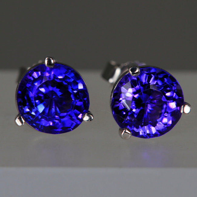 7 Millimeter Round Tanzanite Earrings