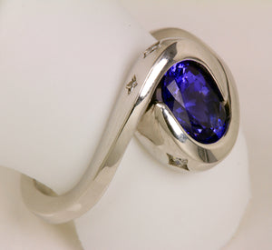 Christopher Michael Designed Ring With 8x6 MM Oval Tanzanite