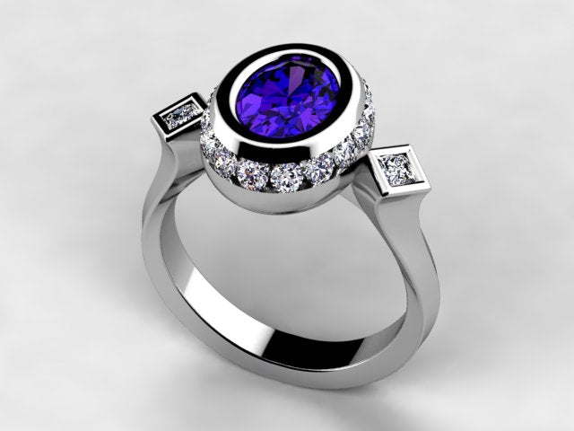 Christopher Michael Designed Ring with Vivid Color 1.46 Carat Oval Tanzanite