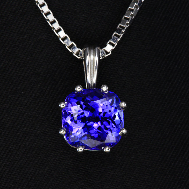 Tanzanite Pendant 2.81 Carat Square Cushion