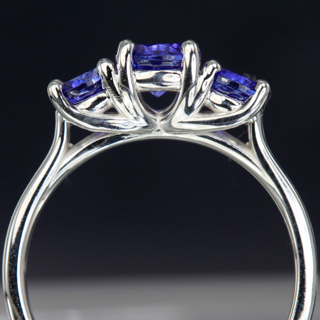 Tanzanite Three Stone Ring in White Gold