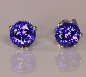 6 mm Tanzanite Earrings With Blue Violet Vivid Color