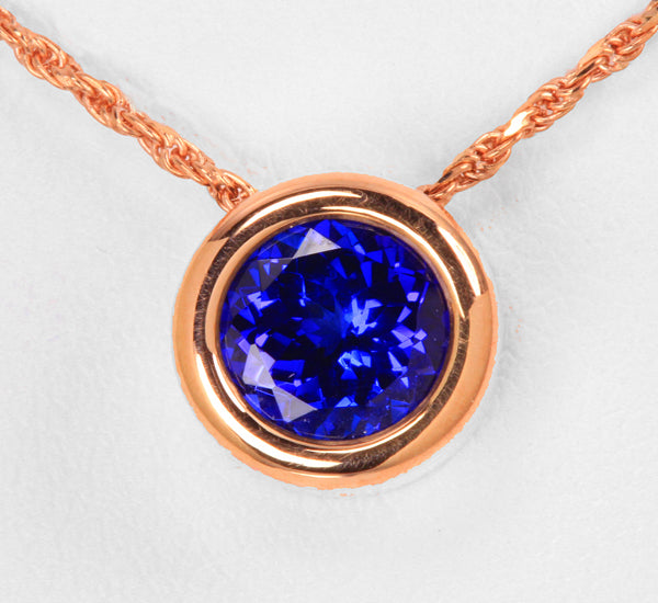 Rose Gold Tanzanite Pendant 1.81 Carat BVV Color