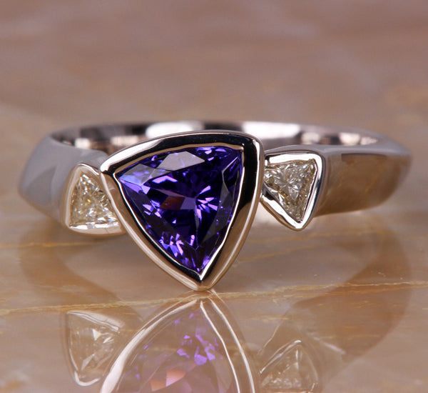 Trilliant Tanzanite Accented by Trilliant Diamonds by Christopher Michael
