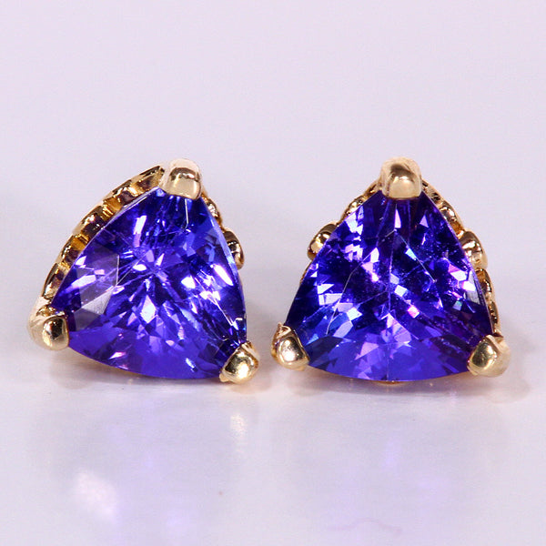 Tanzanite Earrings 2.29 Carat Yellow Gold