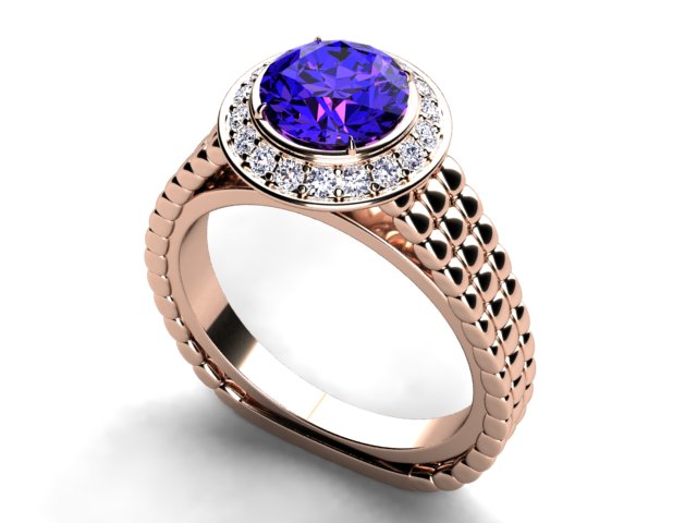 Custom Ring With 7 mm Vivid Color Tanzanite Round