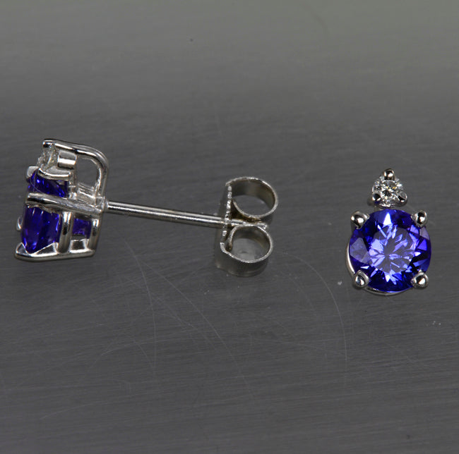 Tanzanite and Diamond Earrings .90 Carat