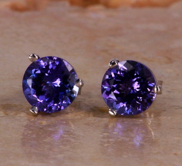 Tanzanite Earrings 2.56 Carat Blue Violet Vivid Color