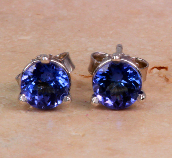 Tanzanite Earrings 1.28 Carat Violet Blue Intense Color