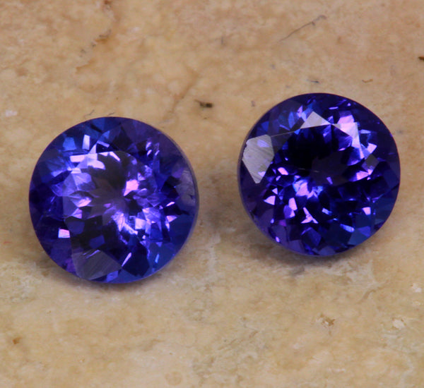 Tanzanite Pair 2.10 Carat Blue Violet Exceptional Color