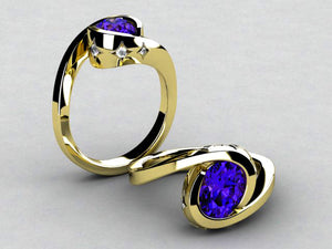 Christopher Michael Designed Ring With 8x6 MM Oval Tanzanite