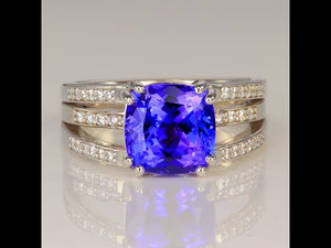 14K White Gold Tanzanite and Diamond Ring 5.05 Carats*