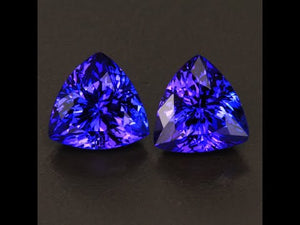 Blue Violet Trilliant Matched Pair Tanzanite Gemstones 5.84 Carats