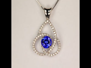 Tanzanite pendant with swirl of diamonds
