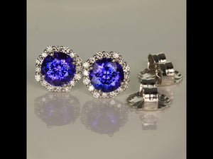 Diamond Halo Tanzanite Earrings