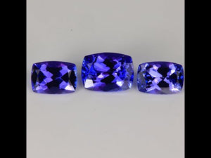 $893 $256/Carat DEAL OF THE DAY  25% OFF Trio oF Antique Cushion  Cut Tanzanite Gemstones  3.48cts