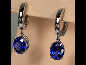 14K White gold huggie tanzanite earrings 4.07 carats