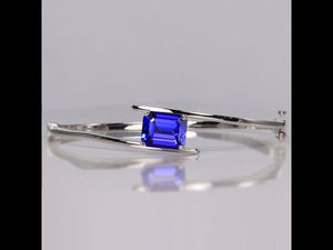 Emerald Cut Tanzanite Bangle Bracelet 5.37cts