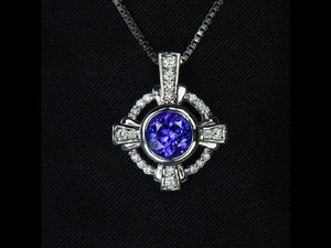 14K White Gold Tanzanite and Diamond Pendant 1.09 Carats