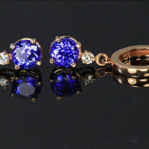 Tanzanite Rose Gold Huggie Earrings 2.60 Carats