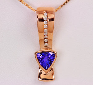 Rose Gold Pendant by Christopher Michael with a 7 Millimeter Fine Tanzanite