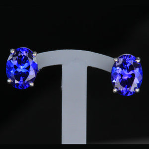 Oval Tanzanite Stud Earrings 2.50 Carats