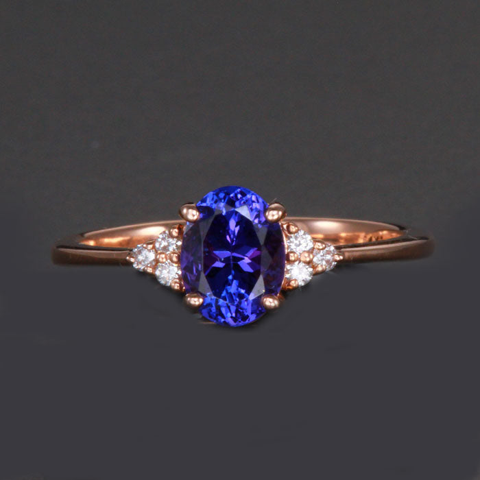 14K Rose Gold Tanzanite and Diamond Ring 1.19 Carats