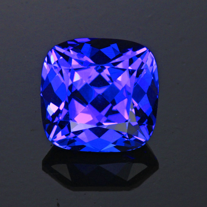 violet blue square cushion tanzanite gemstone