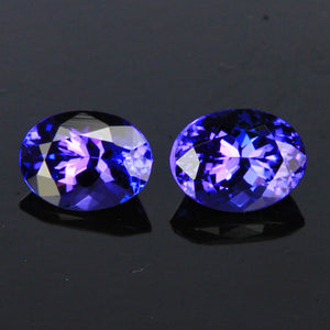matched pair oval tanzanite gemstones