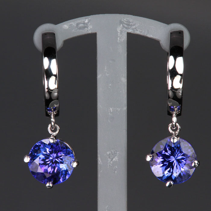 14K White Tanzanite Huggie Earrings 3.48 Carats