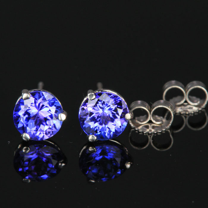 14k White Gold Tanzanite Stud Earrings 6mm