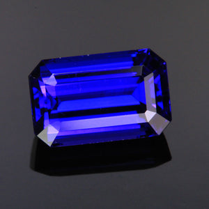 blue violet emerald cut tanzanite gemstone