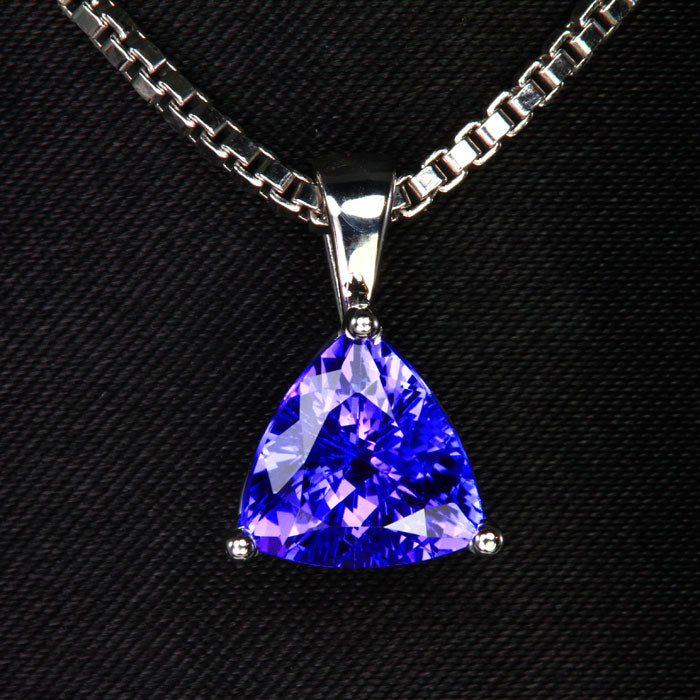 14K White Gold Trilliant Tanzanite Pendant 2.44 Carats