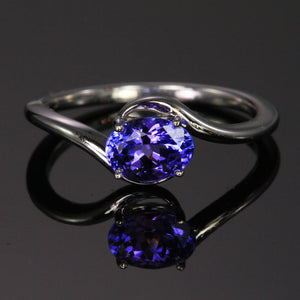14K White Gold Oval Tanzanite RIng 1.12 Carats