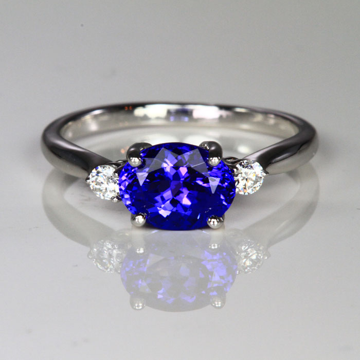 14K White Gold Tanzanite and Diamond Ring