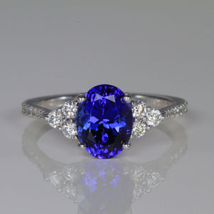 oval tanzanite and diamond ring